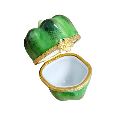 Green Pepper Porcelain Trinket Box Porcelain Limoges fruit vegetable French Trinket Box