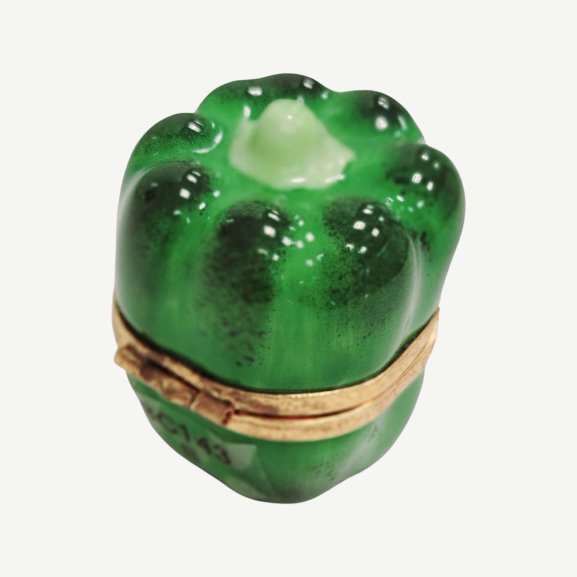 Green Pepper Porcelain Trinket Box Porcelain Limoges fruit vegetable French Trinket Box