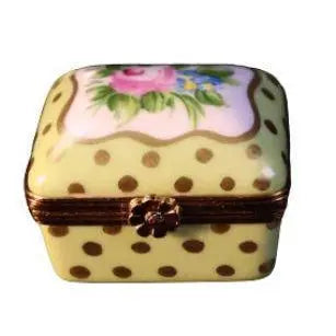 Green Sevres W/ Gold Dot Porcelain Limoges Traditional French Trinket Box