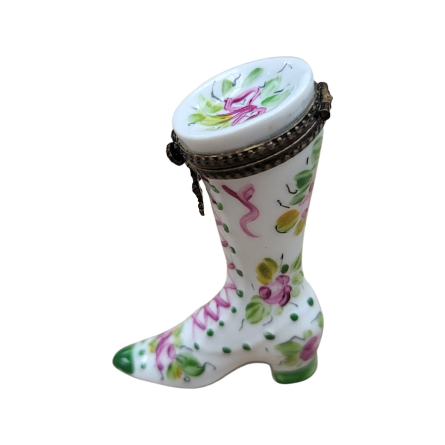 Green Victorian Boot Limoges Box Porcelain Limoges shoe figurine LIMOGES BOXES French Trinket Box