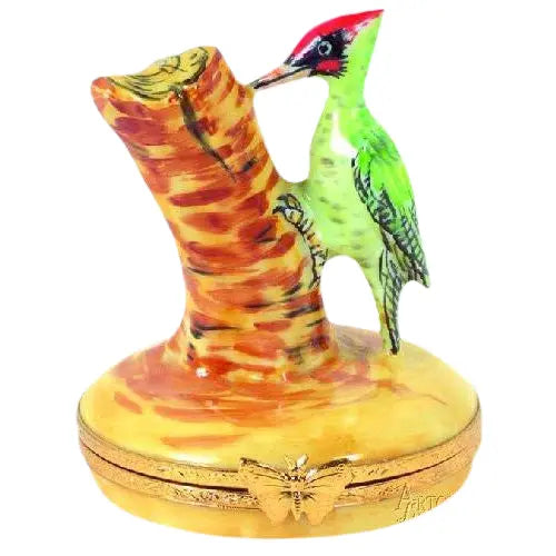 Green Woodpecker Porcelain Limoges Birds French Trinket Box