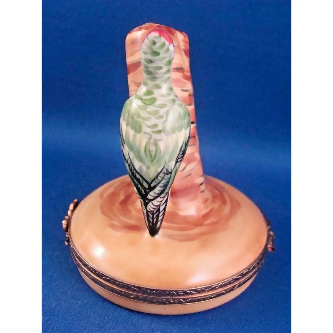 Green Woodpecker Porcelain Limoges Birds French Trinket Box