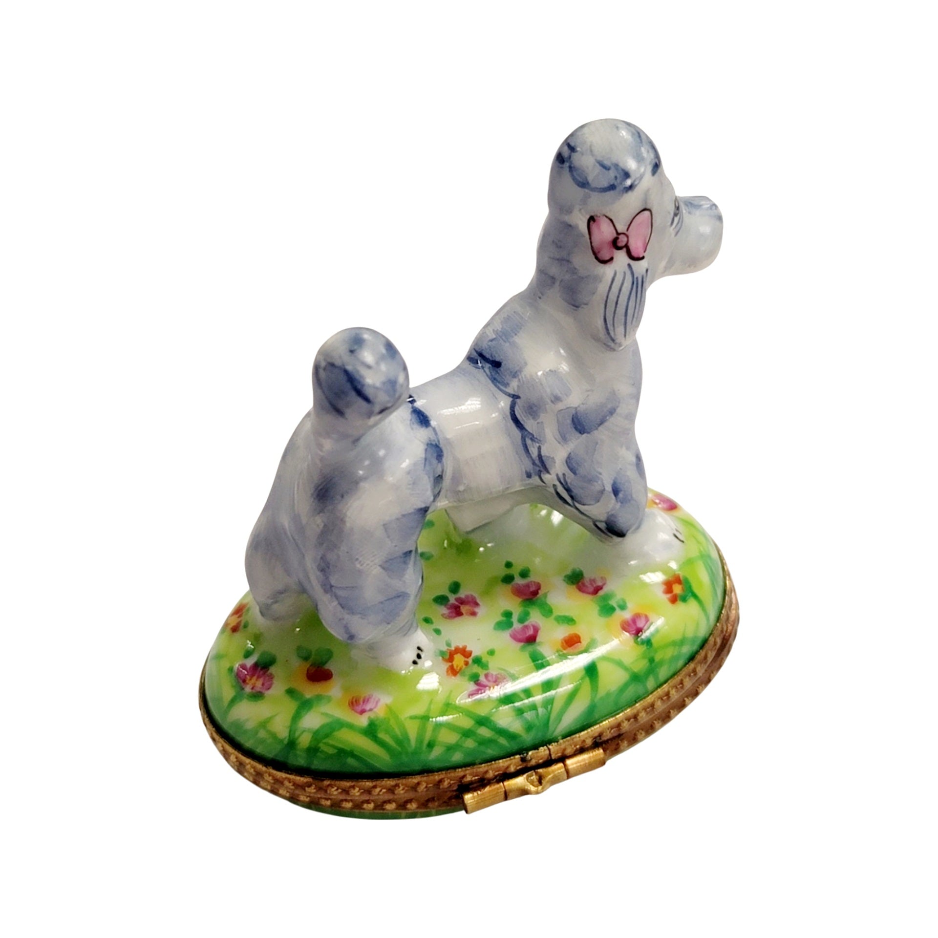 Grey Blue Poodle Limoges Box Porcelain Limoges French Trinket Box