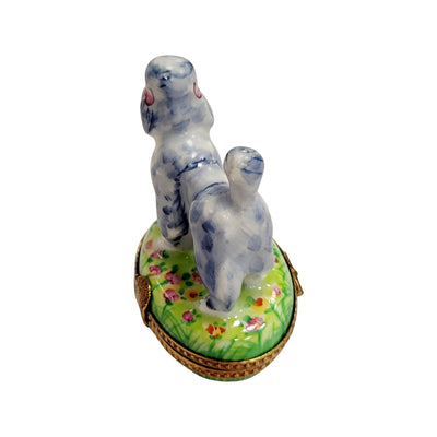Grey Blue Poodle Limoges Box Porcelain Limoges French Trinket Box