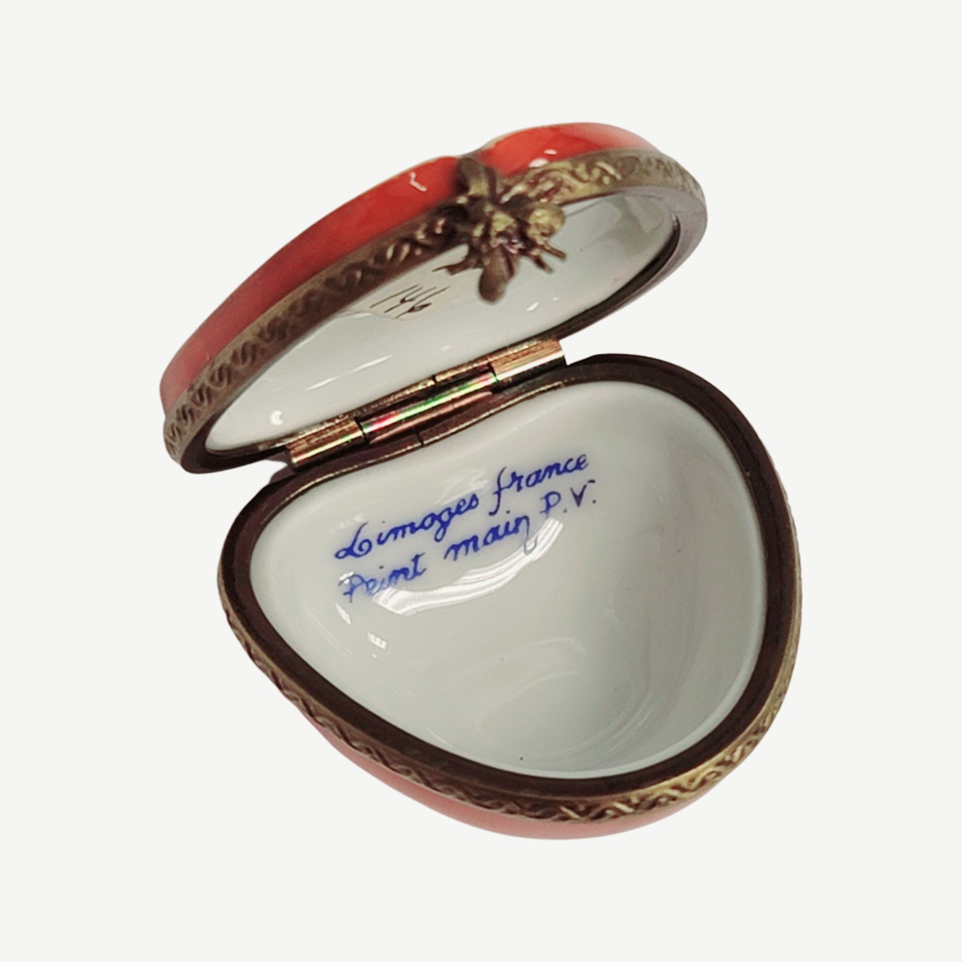 Half Apple Porcelain Trinket Box Porcelain Limoges fruit vegetable French Trinket Box