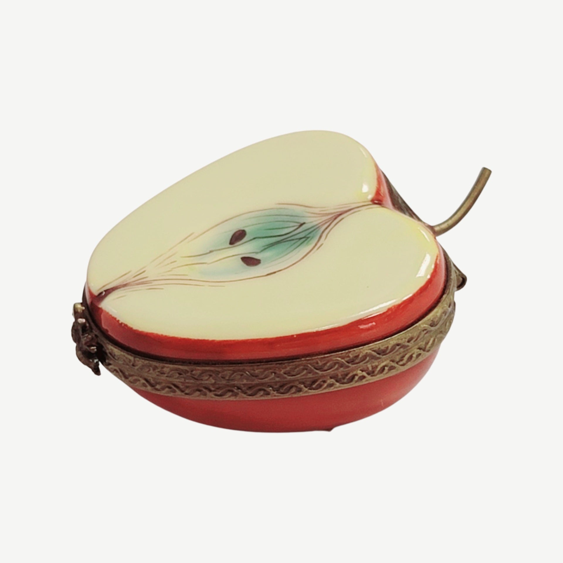 Half Apple Porcelain Trinket Box Porcelain Limoges fruit vegetable French Trinket Box