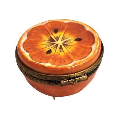 Half Orange Trinket Box Delight Porcelain Limoges fruit vegetable French Trinket Box