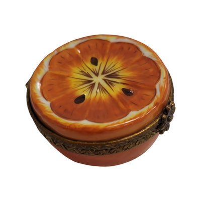 Half Orange Trinket Box Delight Porcelain Limoges fruit vegetable French Trinket Box