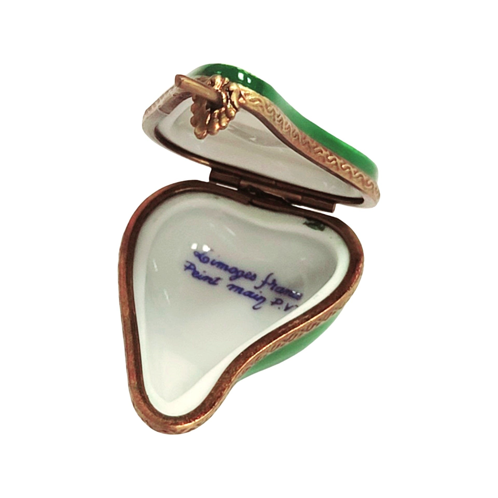 Half Pear Limoges Trinket Box Porcelain Limoges fruit vegetable French Trinket Box