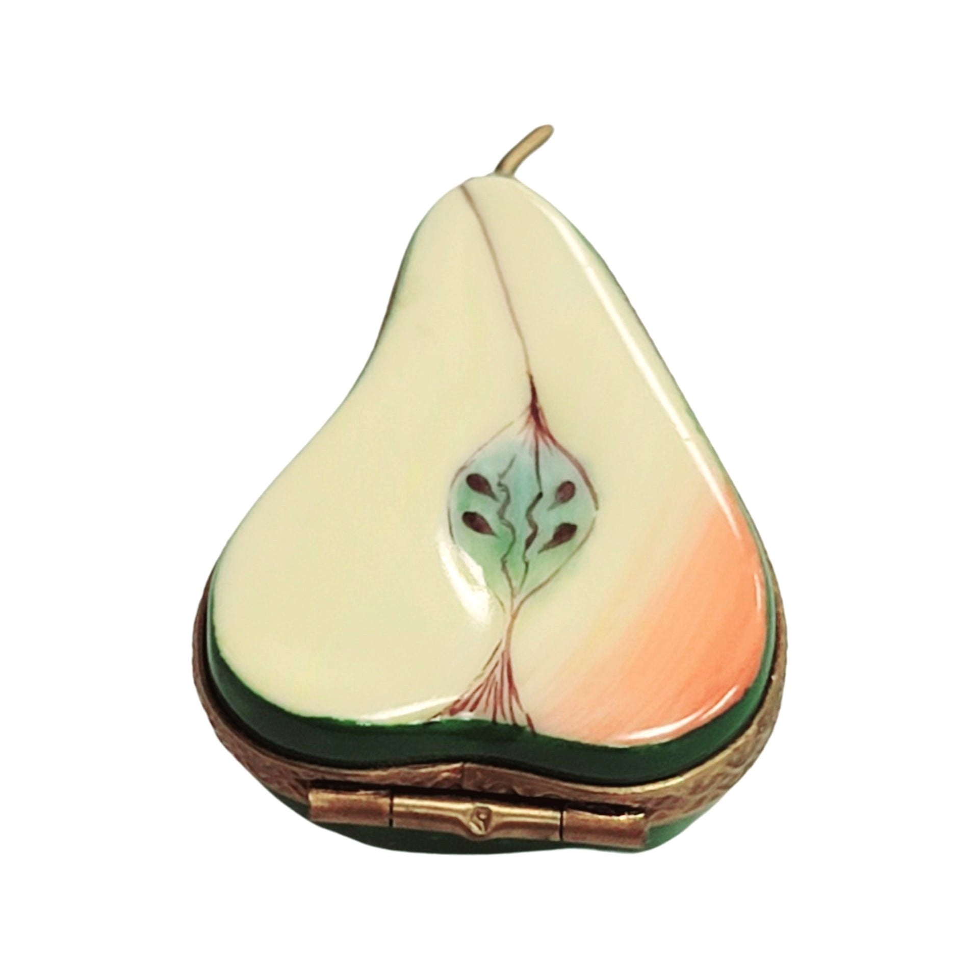 Half Pear Limoges Trinket Box Porcelain Limoges fruit vegetable French Trinket Box