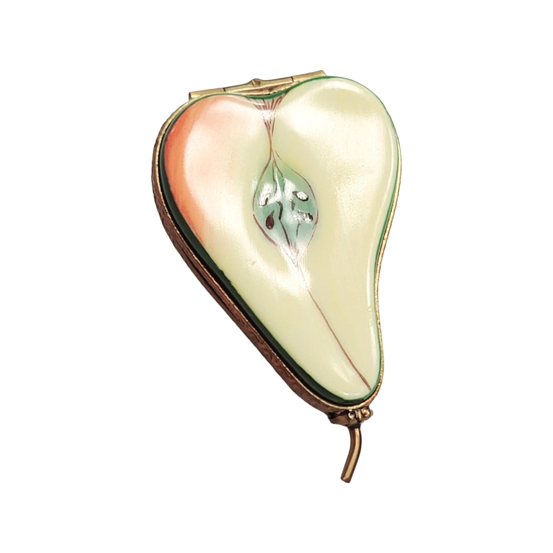 Half Pear Limoges Trinket Box Porcelain Limoges fruit vegetable French Trinket Box