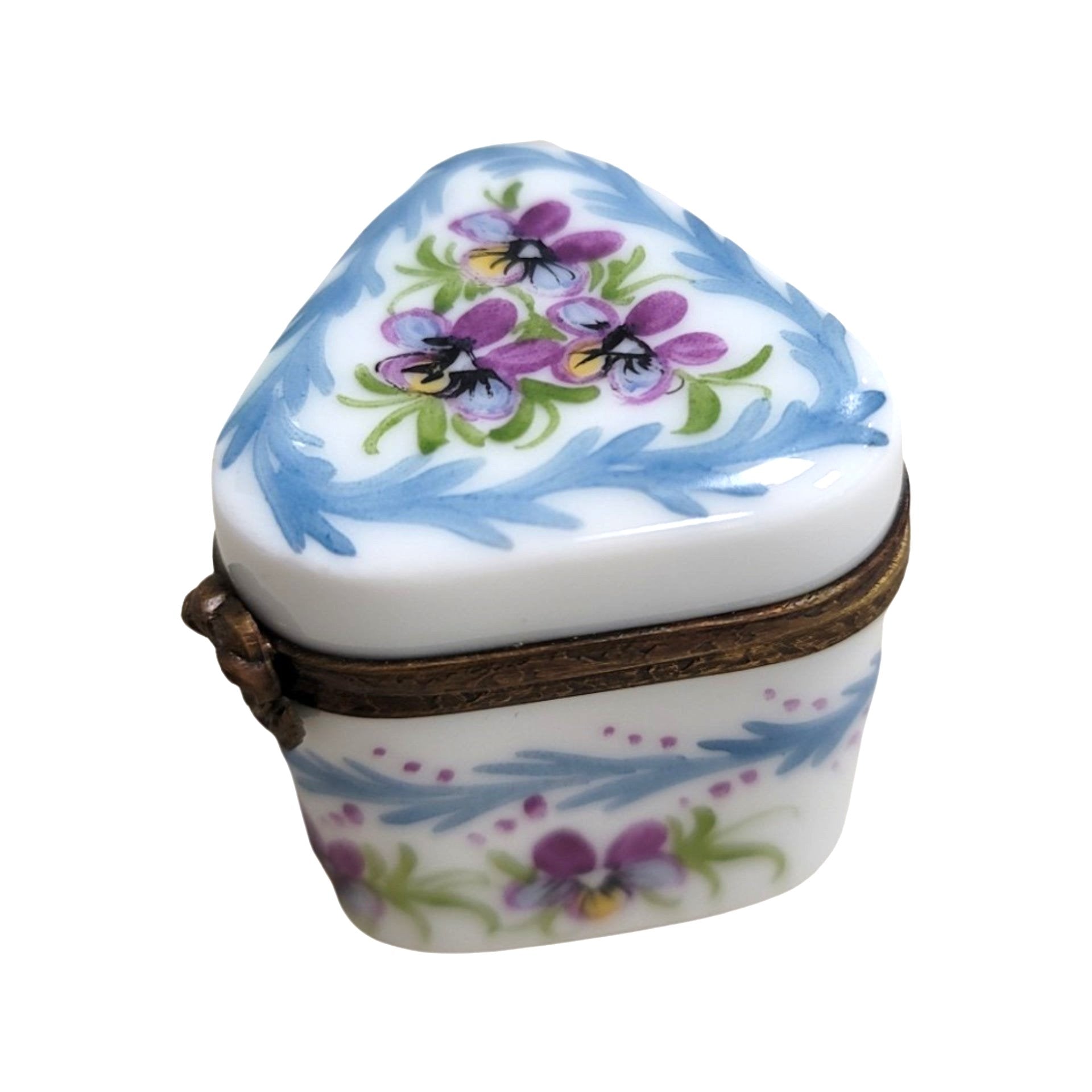 Hand-Painted Blue Floral Pill Box Porcelain Limoges LIMOGES BOXES traditional French Trinket Box