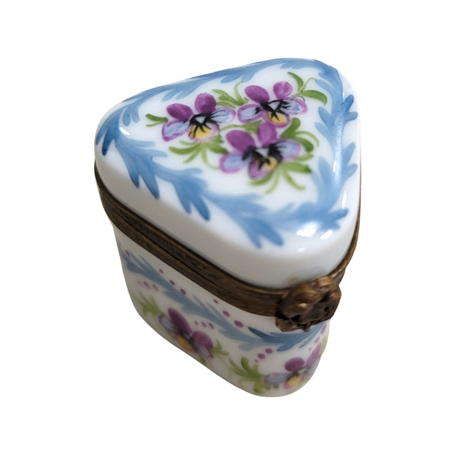 Hand-Painted Blue Floral Pill Box Porcelain Limoges LIMOGES BOXES traditional French Trinket Box