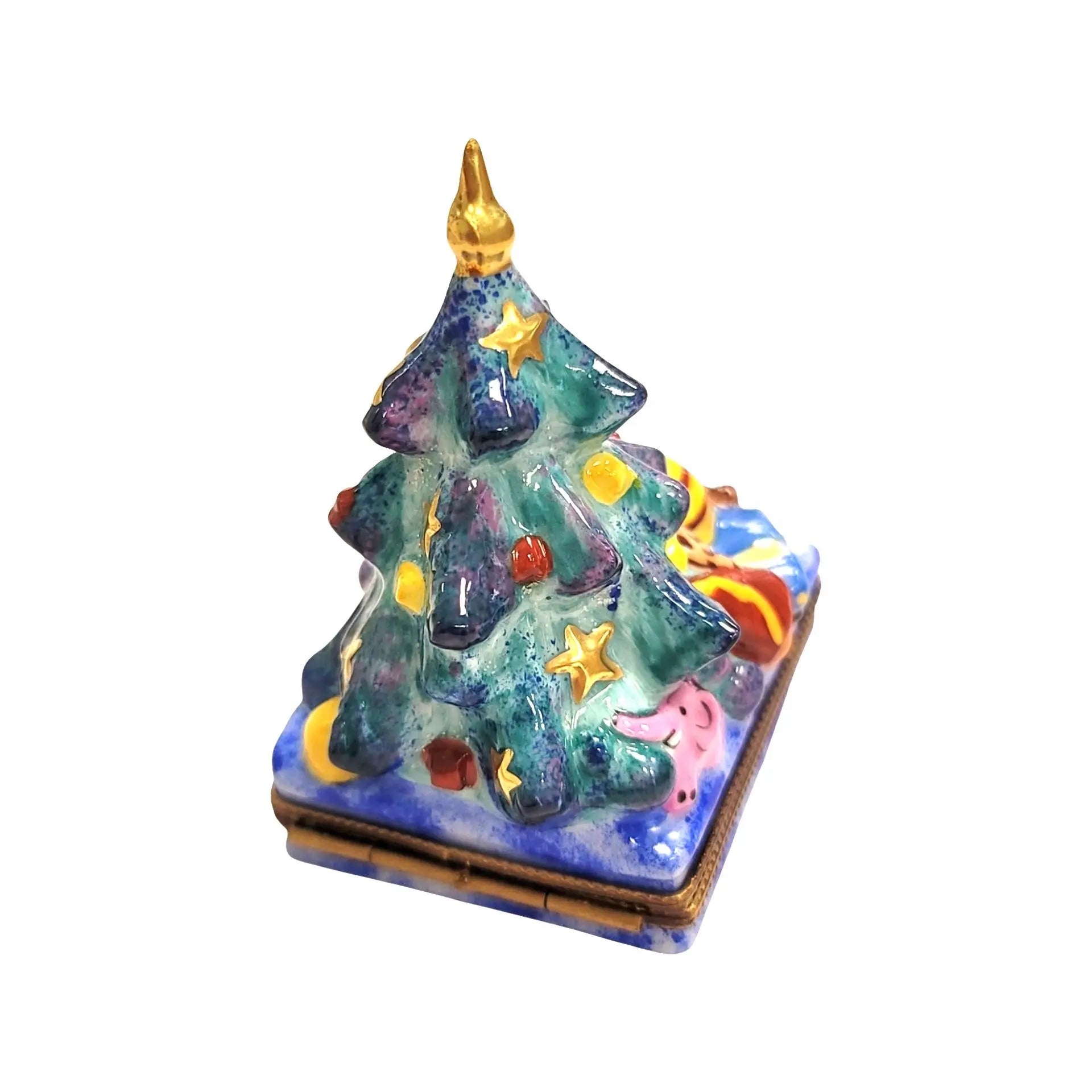 Hand Painted Christmas Tree Box Porcelain Limoges christmas tree French Trinket Box