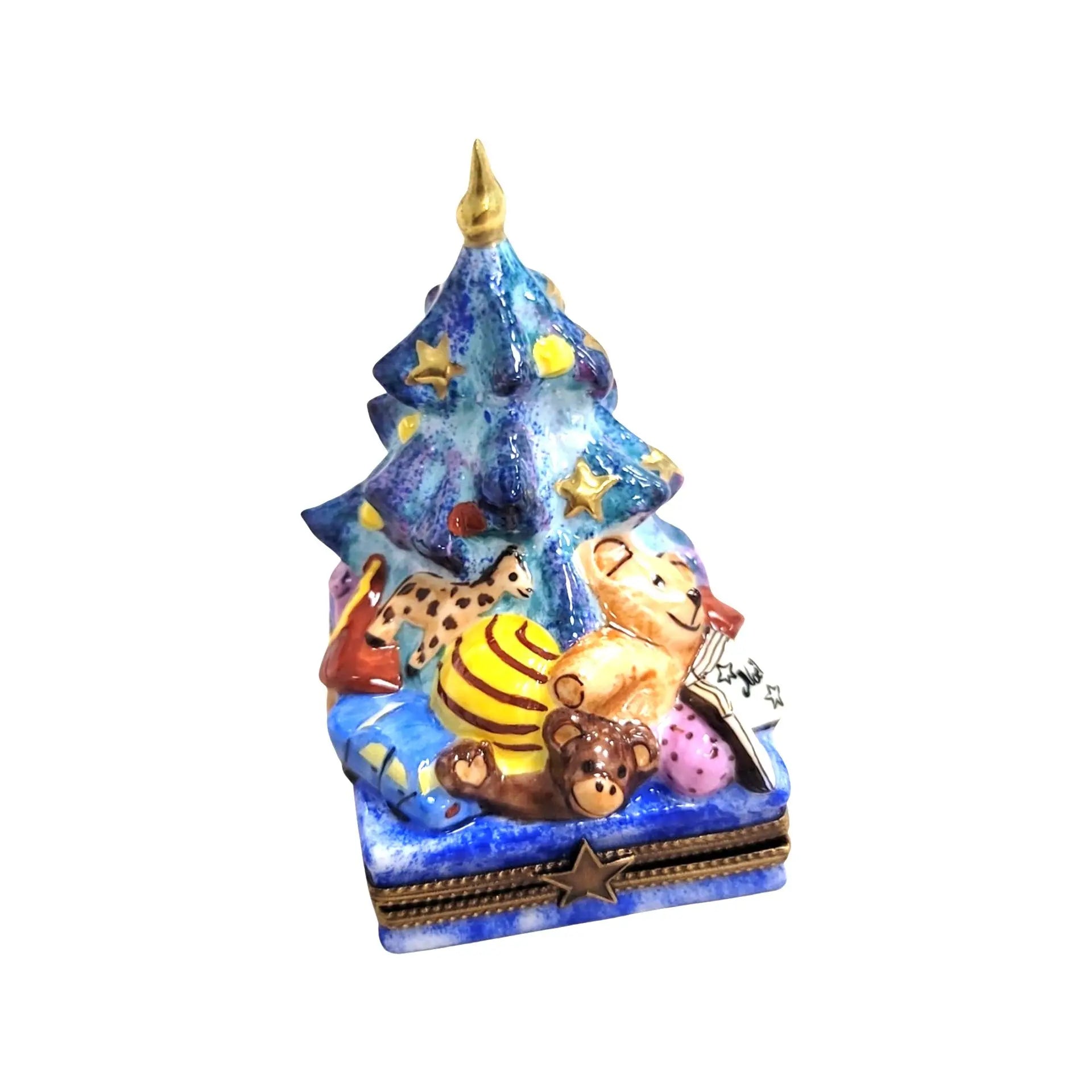 Hand Painted Christmas Tree Box Porcelain Limoges christmas tree French Trinket Box