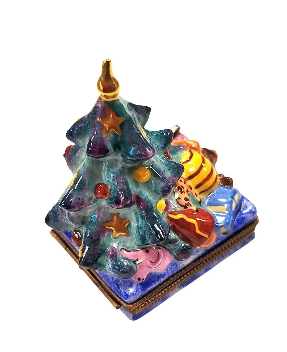 Hand Painted Christmas Tree Box Porcelain Limoges christmas tree French Trinket Box