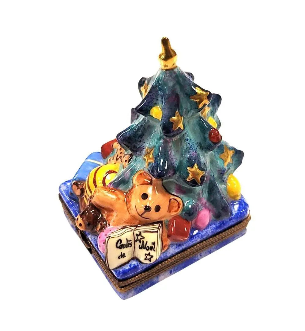 Hand Painted Christmas Tree Box Porcelain Limoges christmas tree French Trinket Box