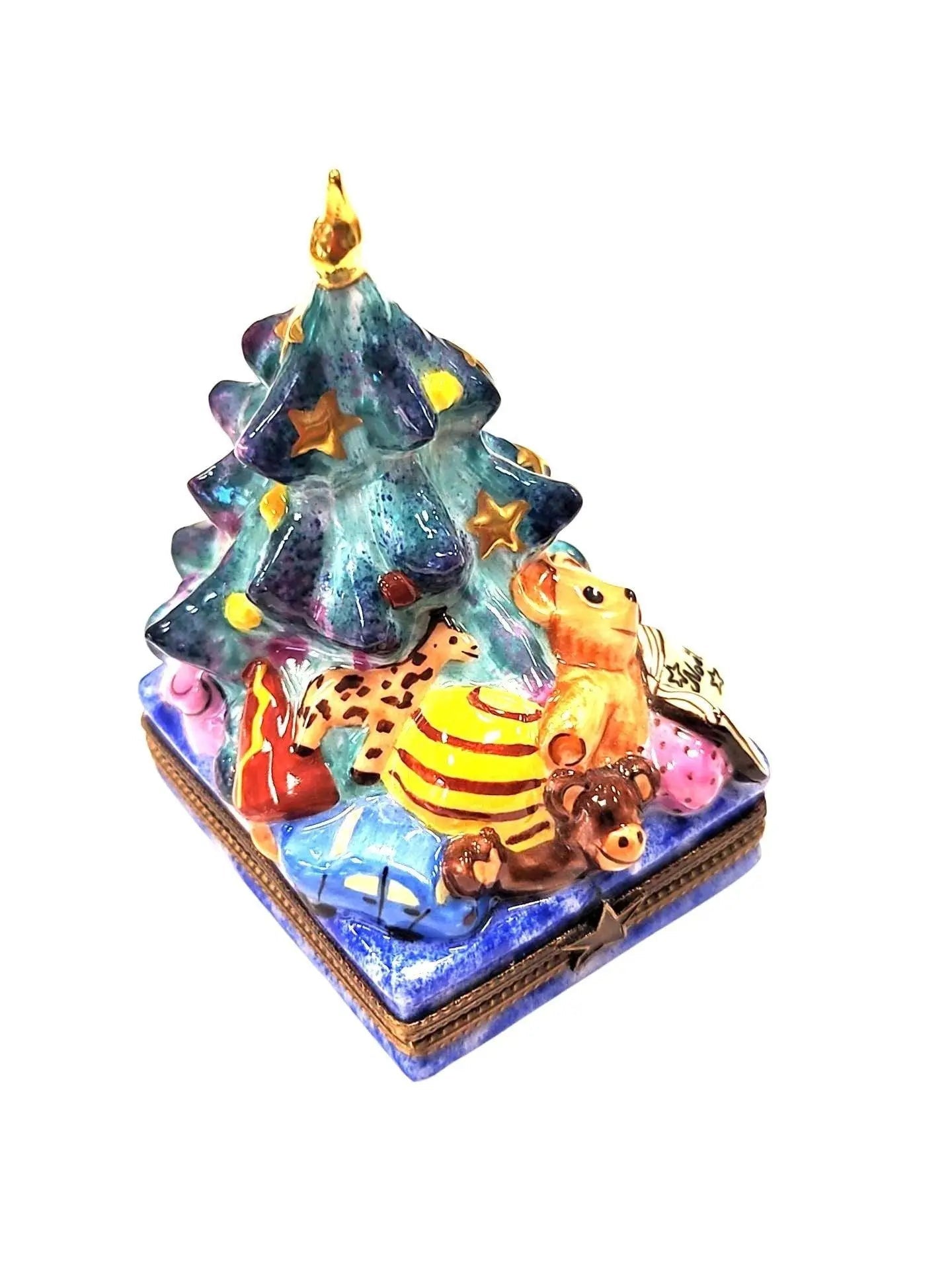 Hand Painted Christmas Tree Box Porcelain Limoges christmas tree French Trinket Box