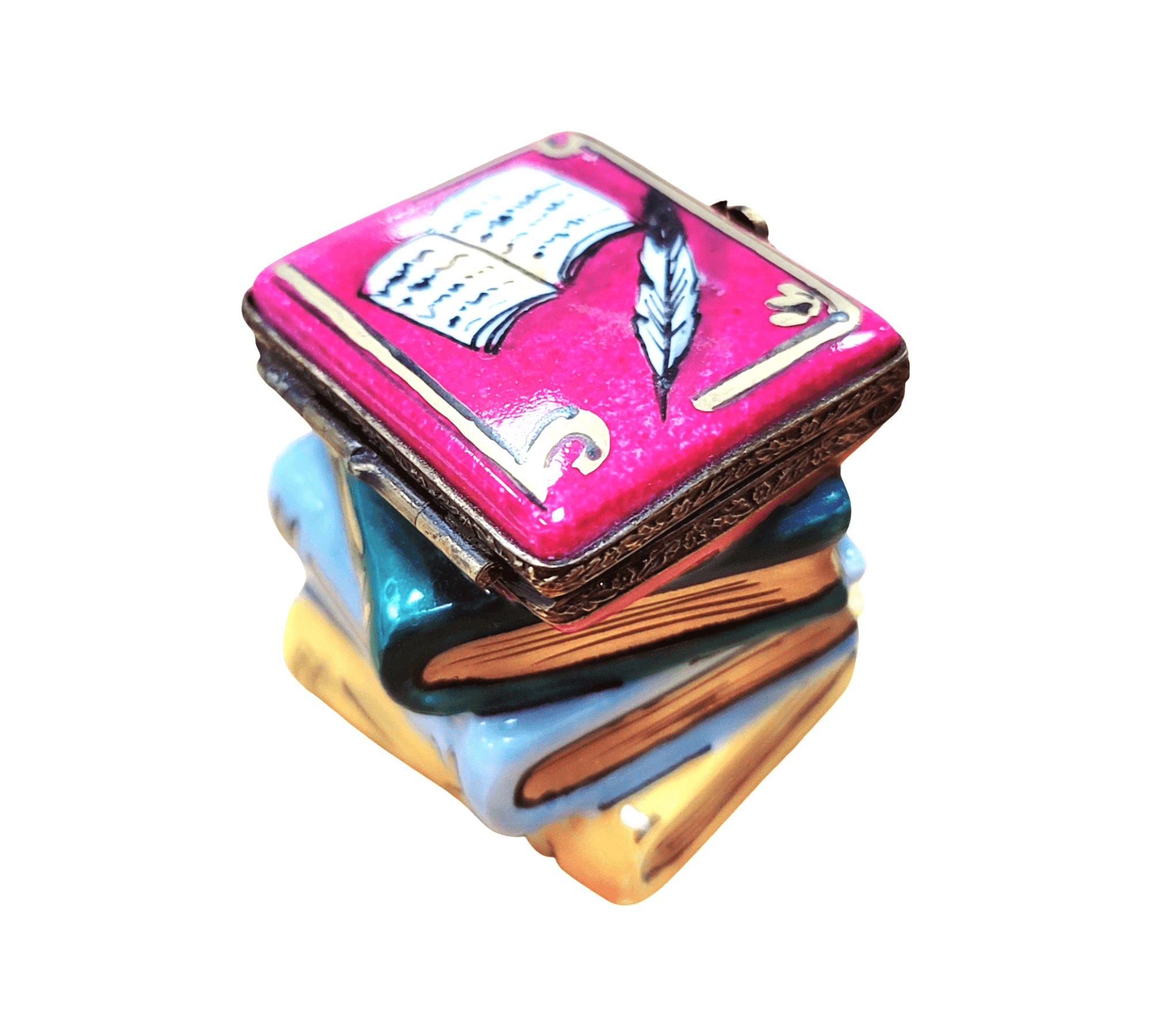 Handcrafted Limoges Stack of Books Porcelain Limoges French Trinket Box