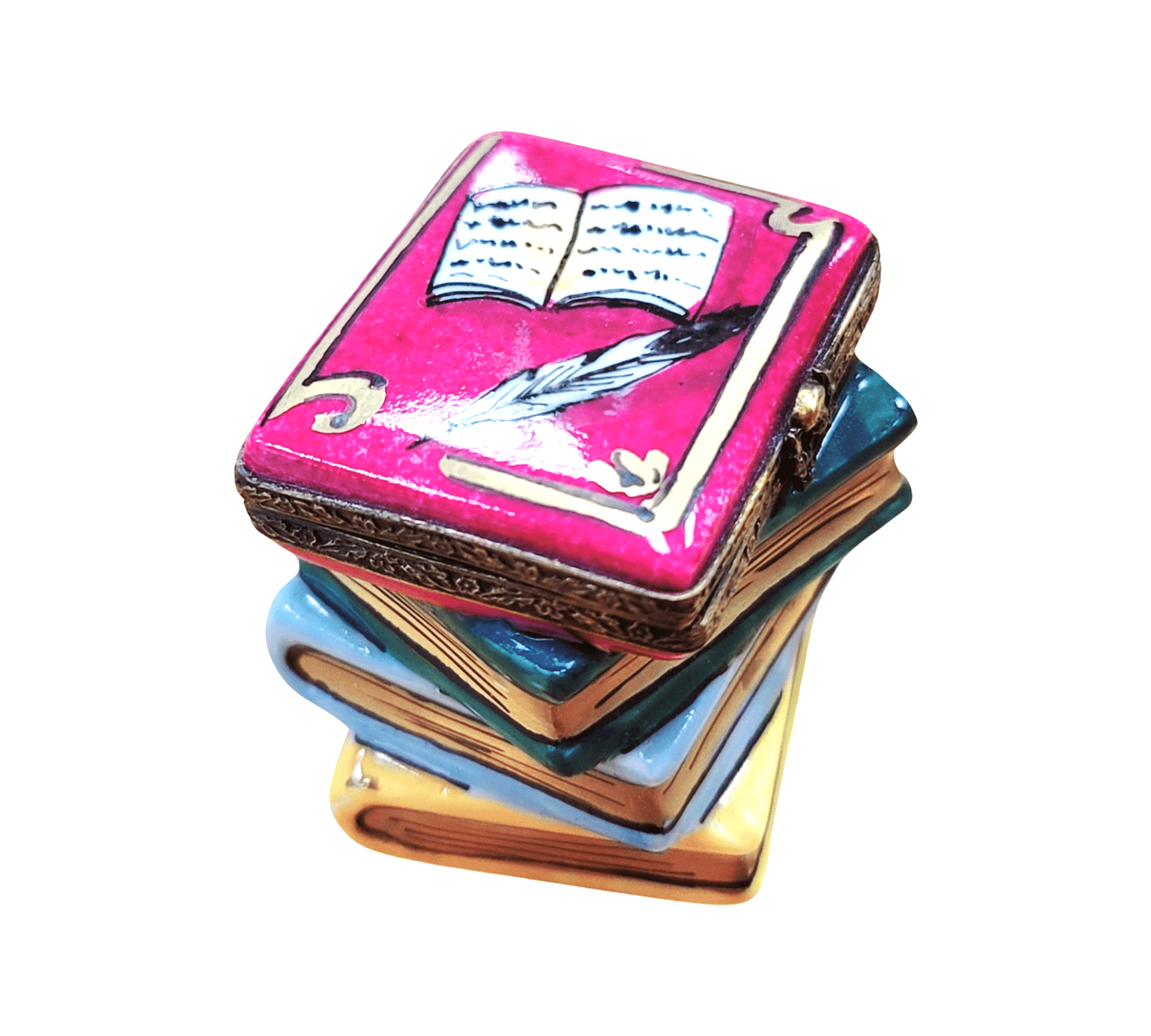 Handcrafted Limoges Stack of Books Porcelain Limoges French Trinket Box