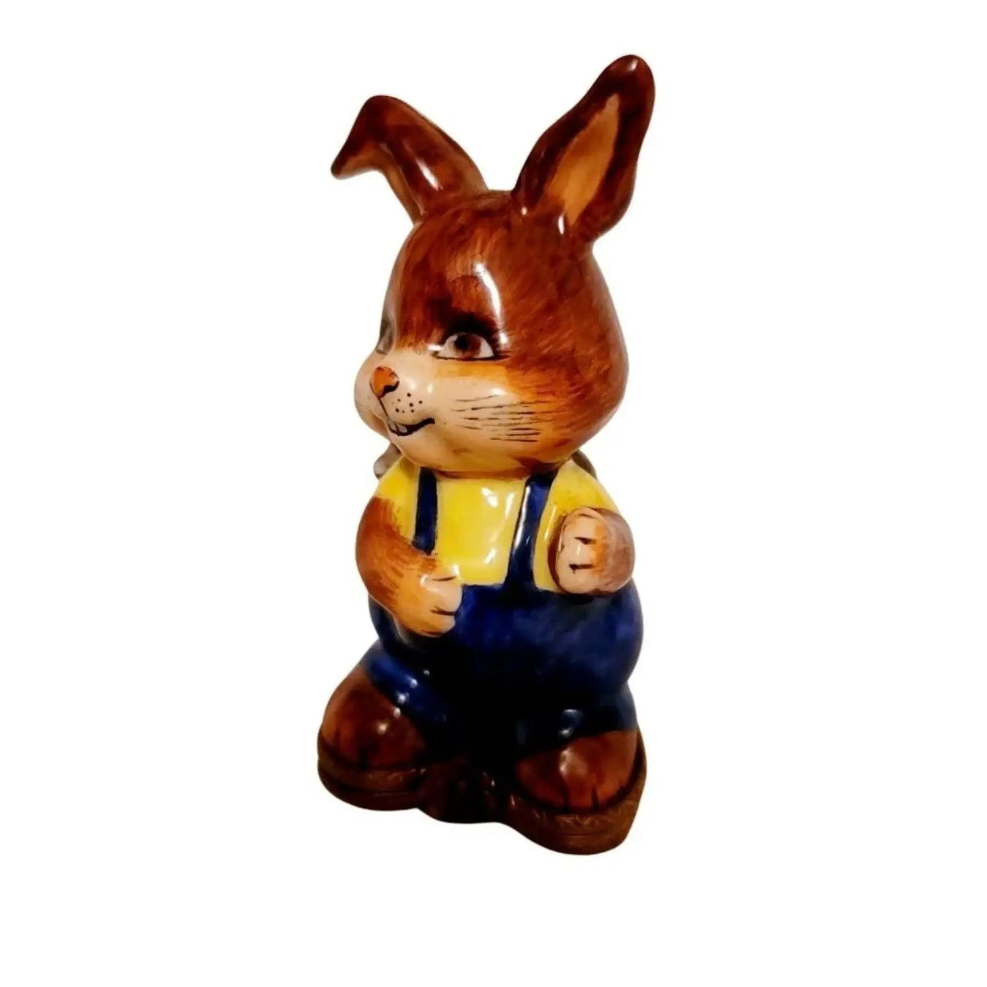 Happy Rabbit and Mouse Figurine Porcelain Limoges French Trinket Box