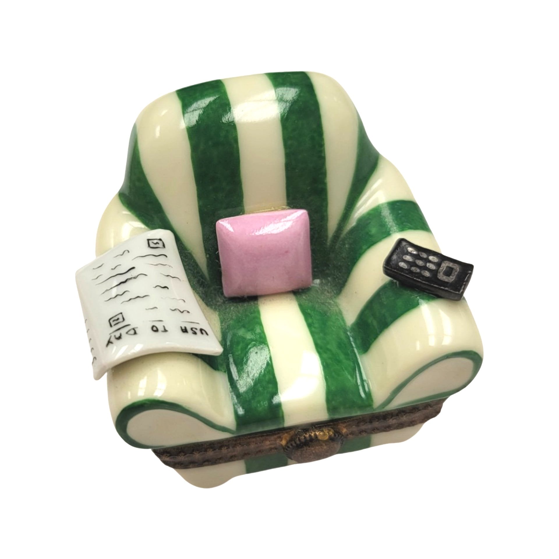 Happy Retirement Green Chair Porcelain Limoges furniture French Trinket Box