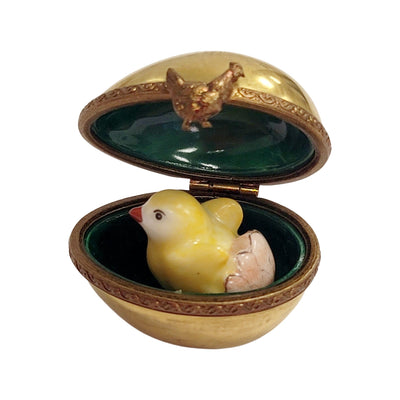 Hatching Chick in Golden Egg Porcelain Limoges farm birds LIMOGES BOXES French Trinket Box