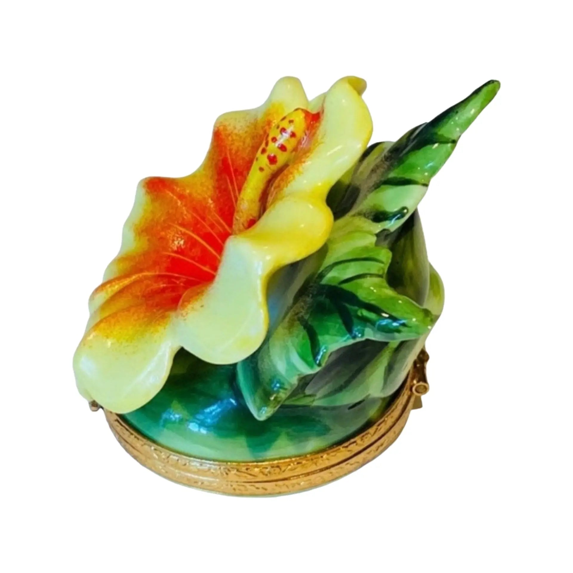 Hawaian Hibiscus Garden Porcelain Limoges Beach ocean Travel French Trinket Box