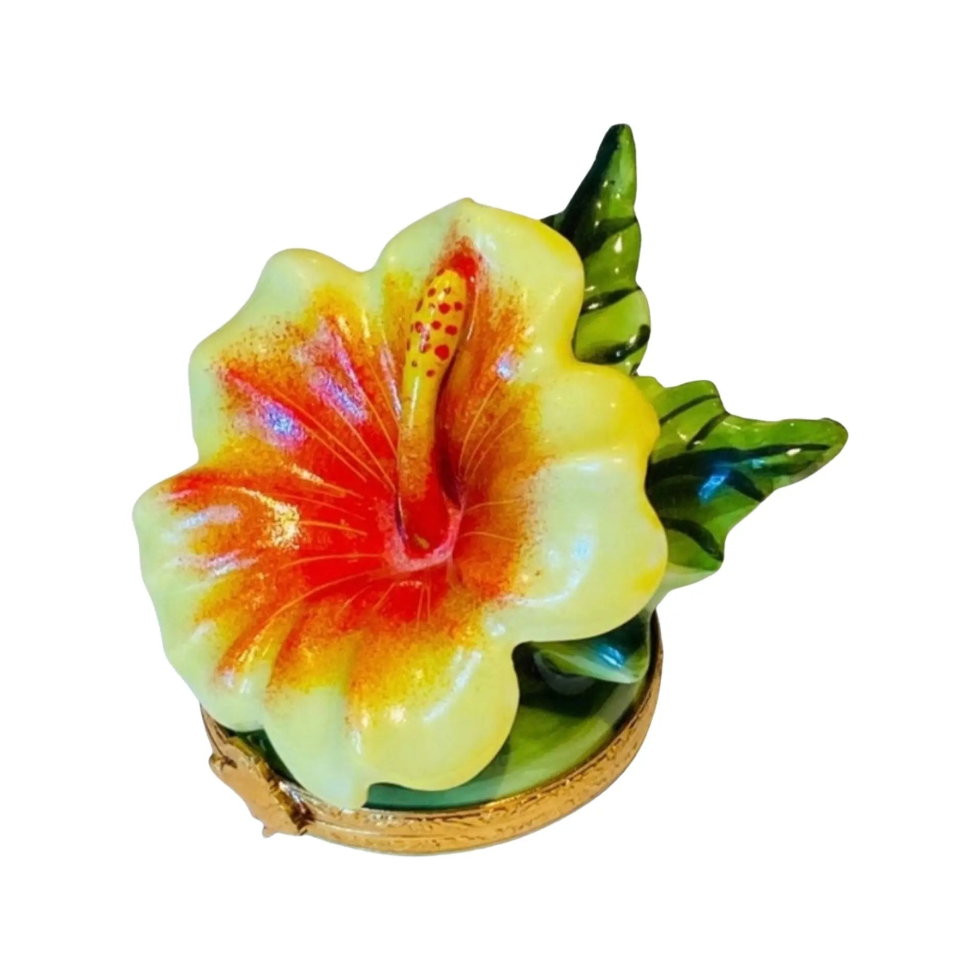 Hawaian Hibiscus Garden Porcelain Limoges Beach ocean Travel French Trinket Box