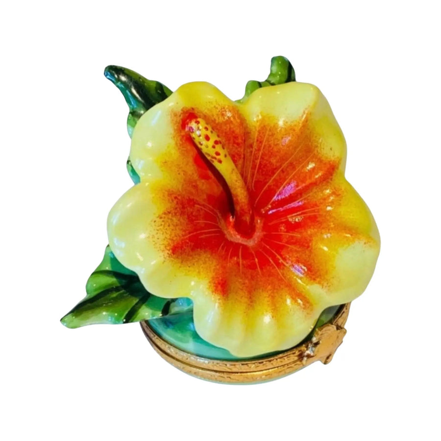 Hawaian Hibiscus Garden Porcelain Limoges Beach ocean Travel French Trinket Box