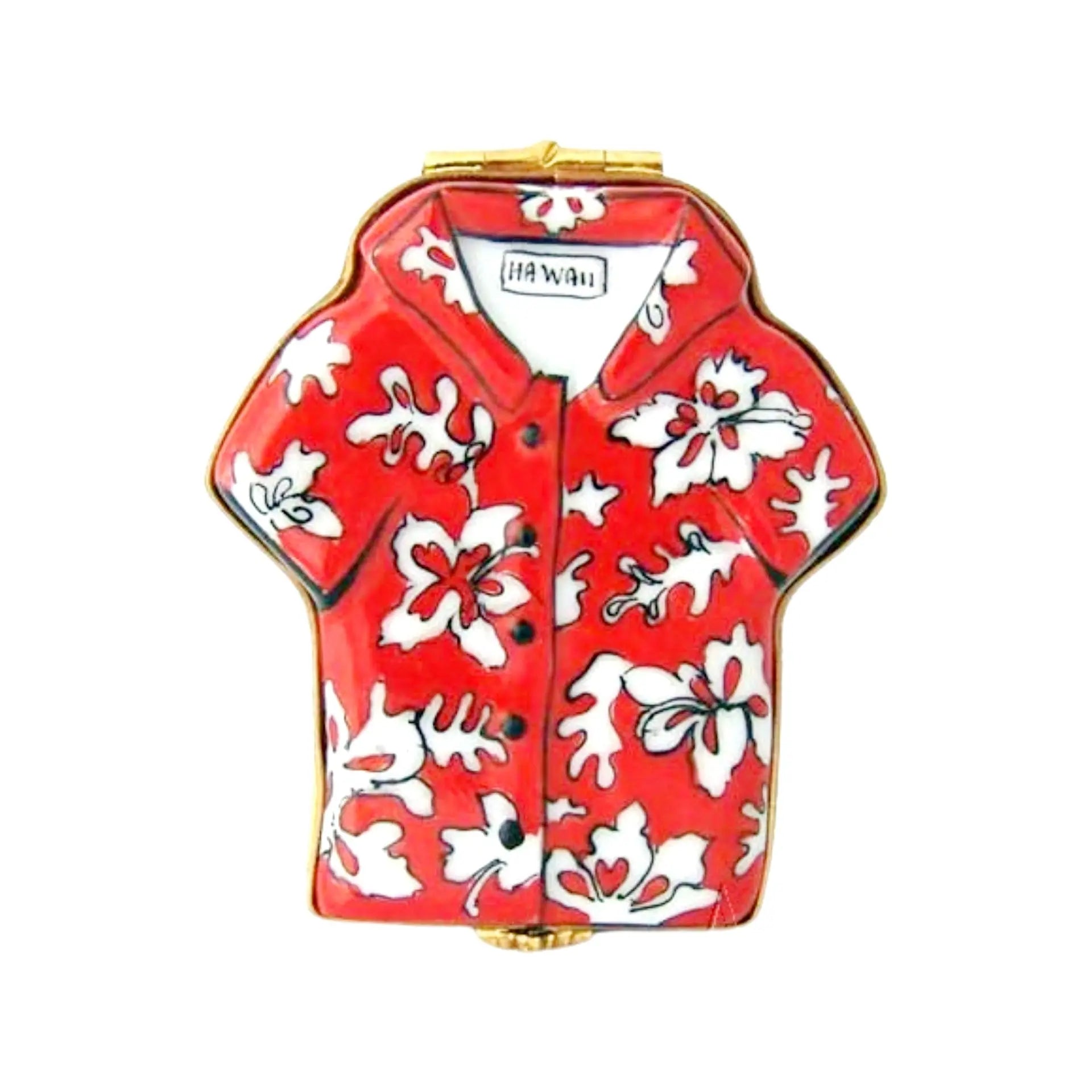 Hawaiian Shirt Porcelain Limoges Beach Us travel ocean Travel French Trinket Box