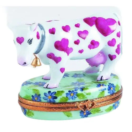 Heart Cow Porcelain Limoges heart farm animals French Trinket Box