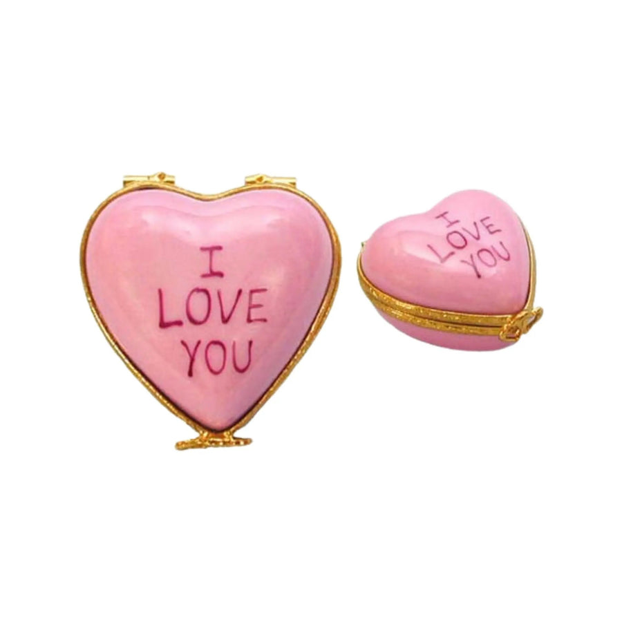 Heart: *I Love You* Pink Porcelain Limoges heart valentines day love French Trinket Box