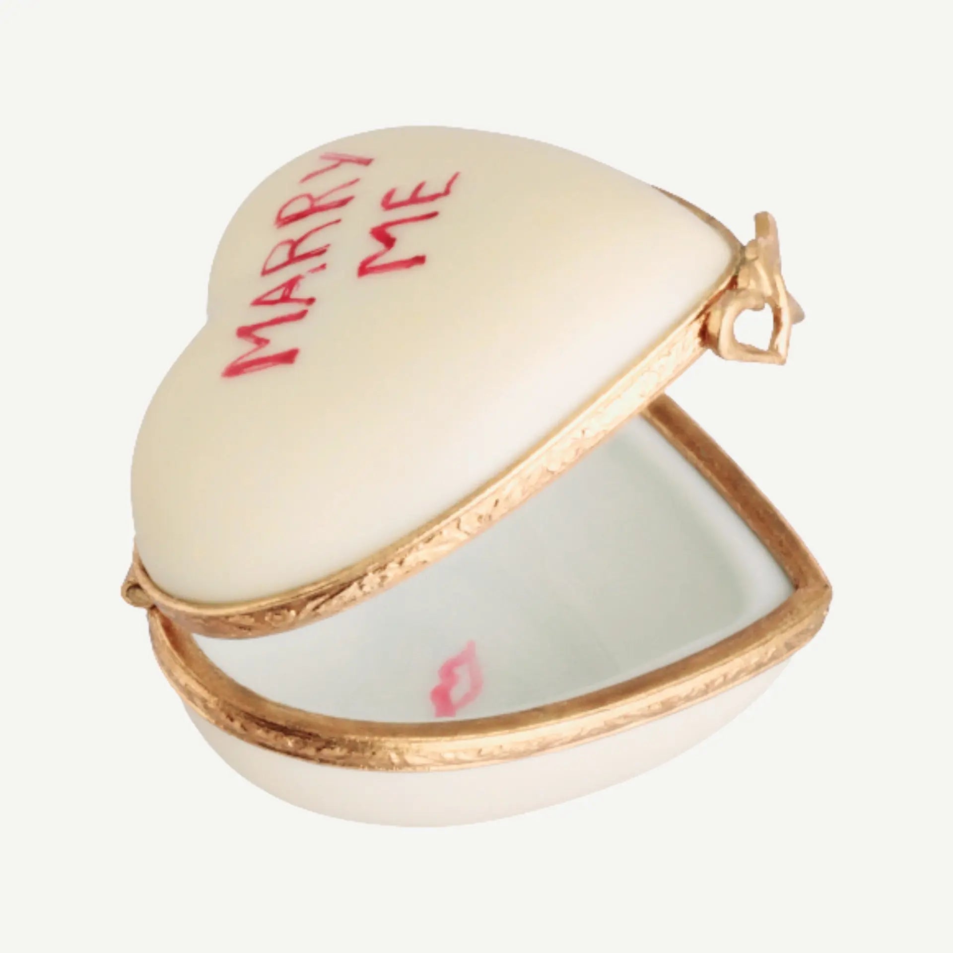Heart: *Marry Me* White Porcelain Limoges heart wedding French Trinket Box