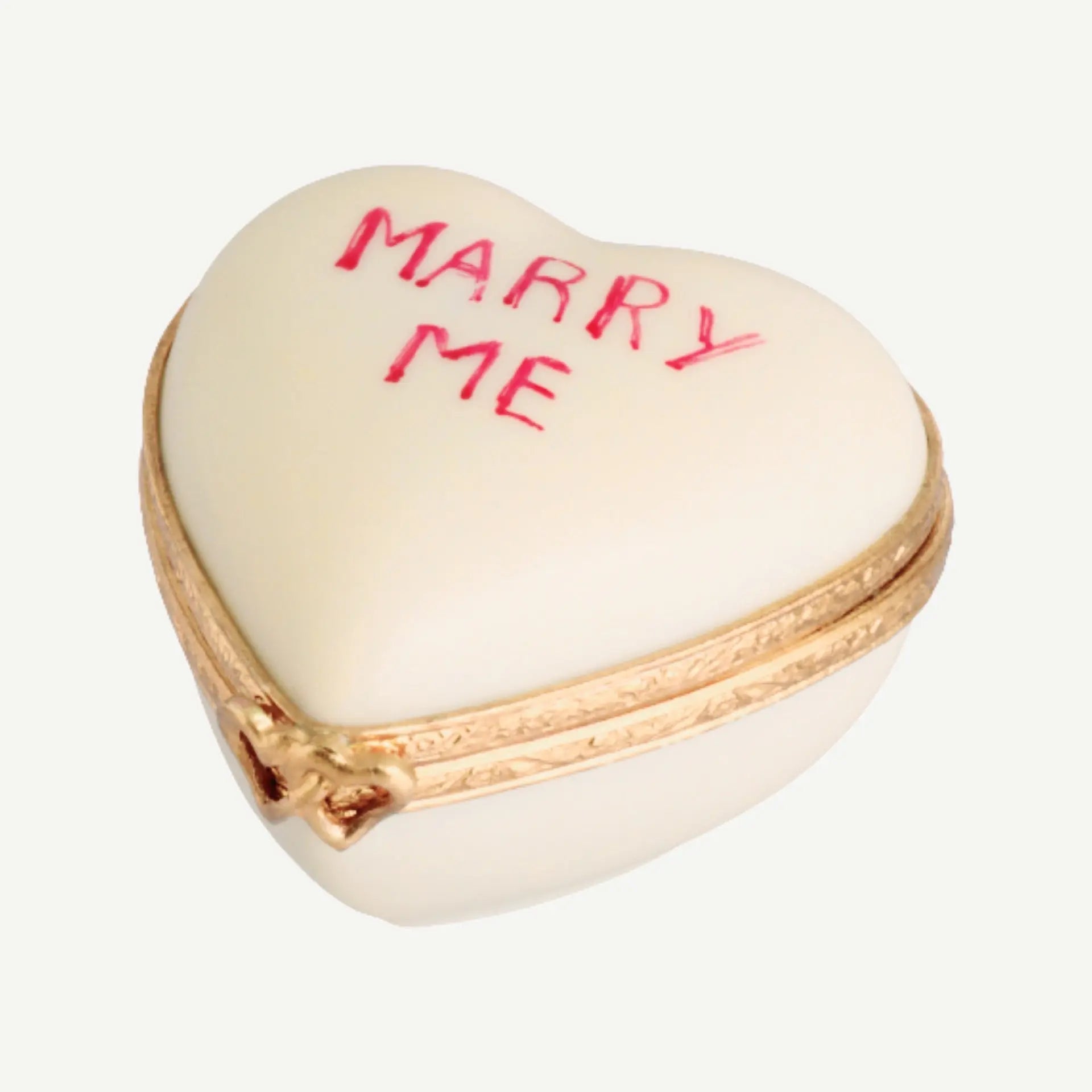 Heart: *Marry Me* White Porcelain Limoges heart wedding French Trinket Box