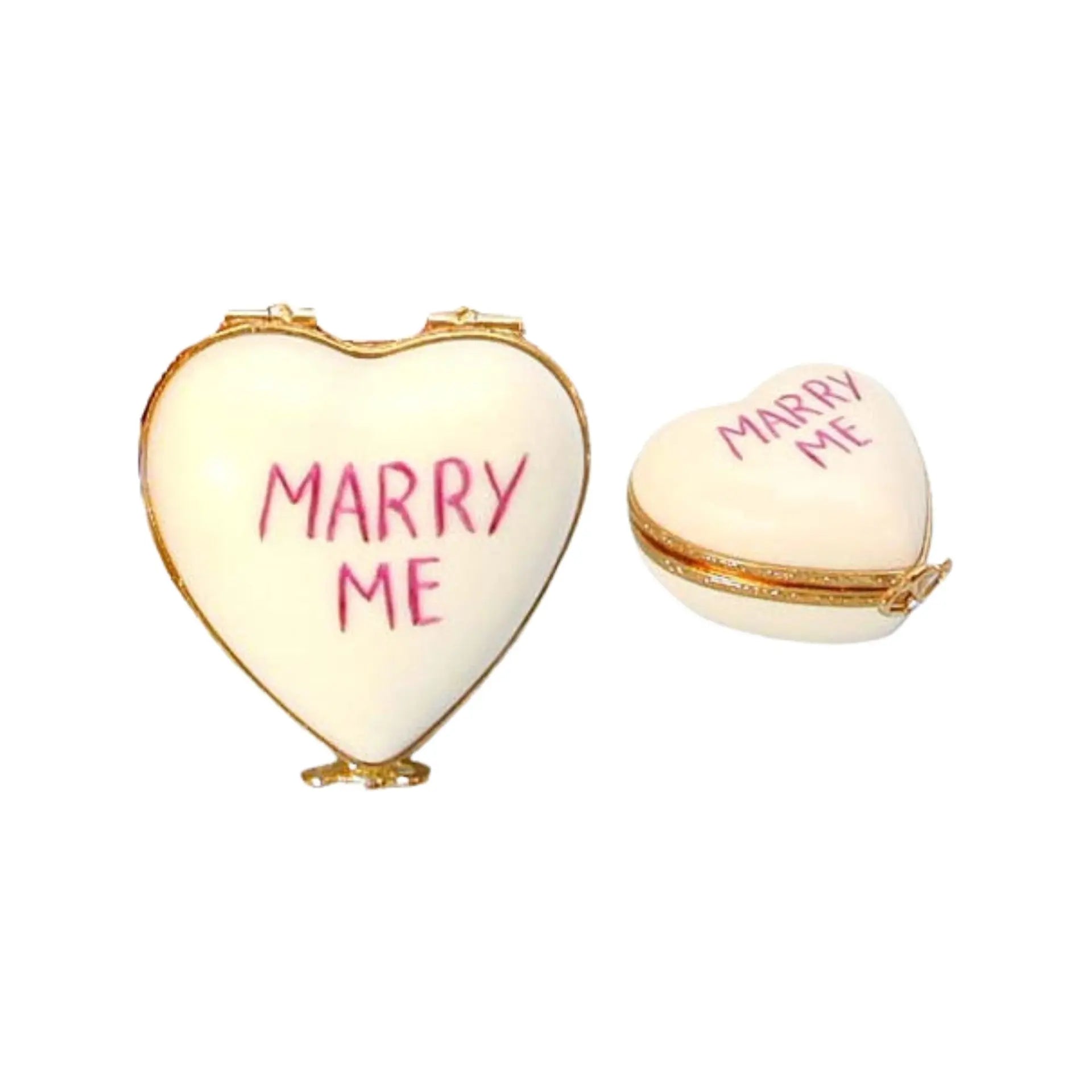 Heart: *Marry Me* White Porcelain Limoges heart wedding French Trinket Box