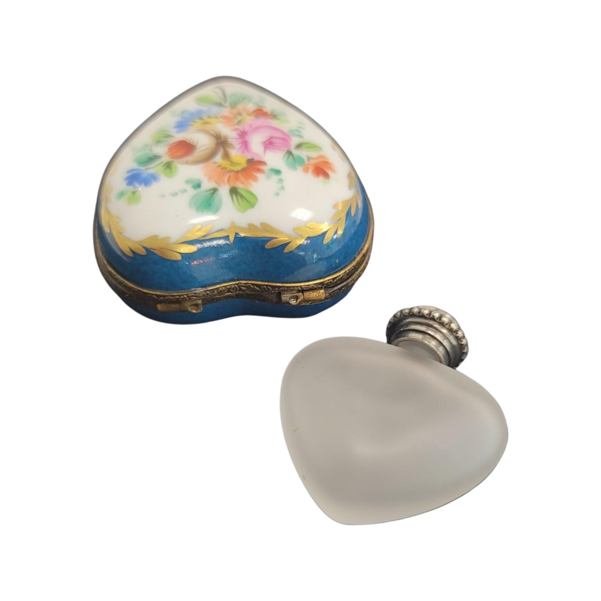 Heart Shaped Limoges Perfume Box Porcelain Limoges hearts perfume French Trinket Box