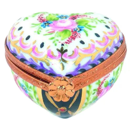 Heart Verone: Malmaison Noir Porcelain Limoges heart French Trinket Box