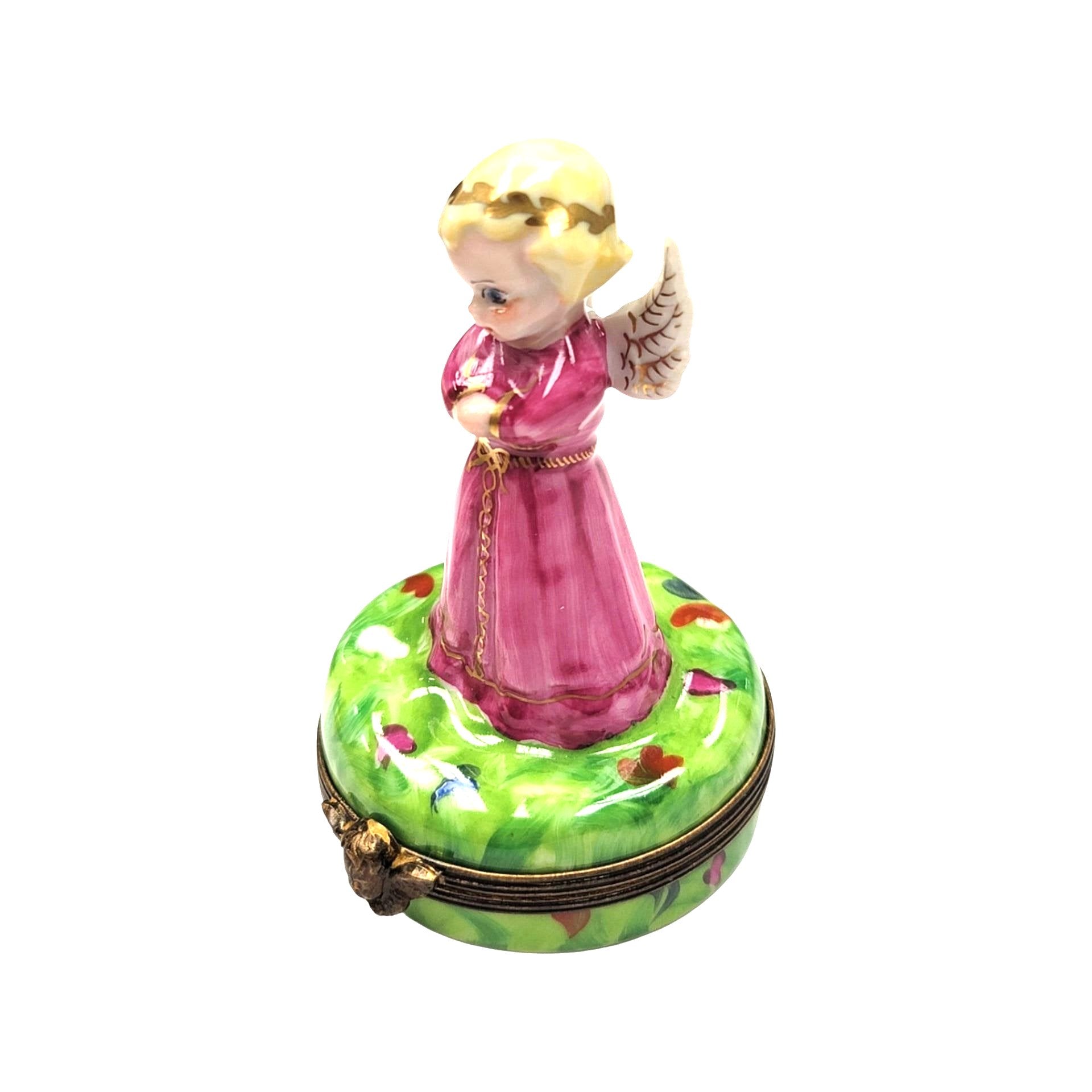 Heavenly Angel Figurine Box Porcelain Limoges Angel French Trinket Box