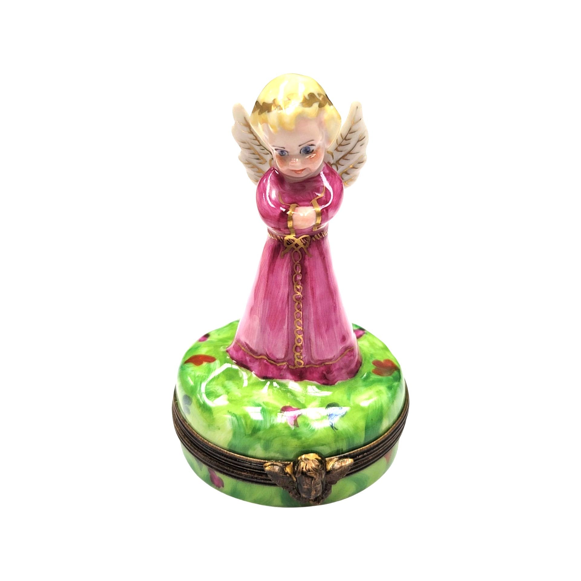 Heavenly Angel Figurine Box Porcelain Limoges Angel French Trinket Box