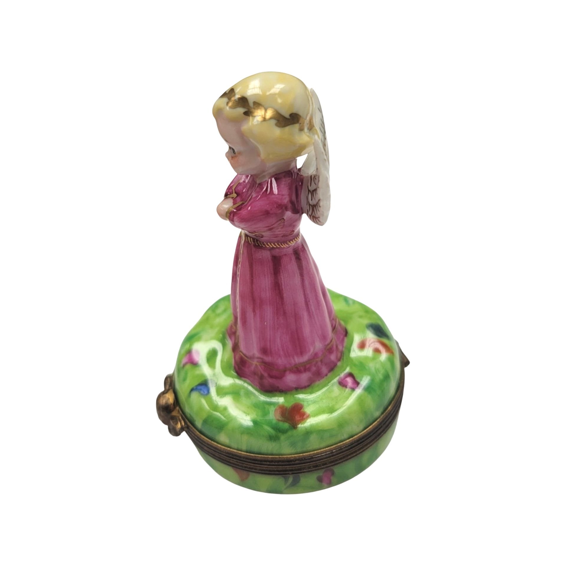 Heavenly Angel Figurine Box Porcelain Limoges Angel French Trinket Box