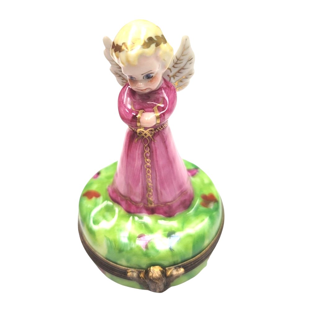 Heavenly Angel Figurine Box Porcelain Limoges Angel French Trinket Box