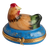 Hen On Blue Base Porcelain Limoges Farm Birds French Trinket Box