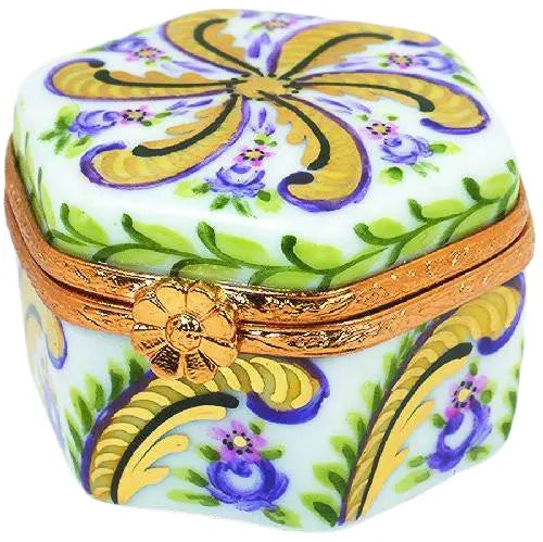 Hexagon Fontainebleau Porcelain Limoges Traditional French Trinket Box