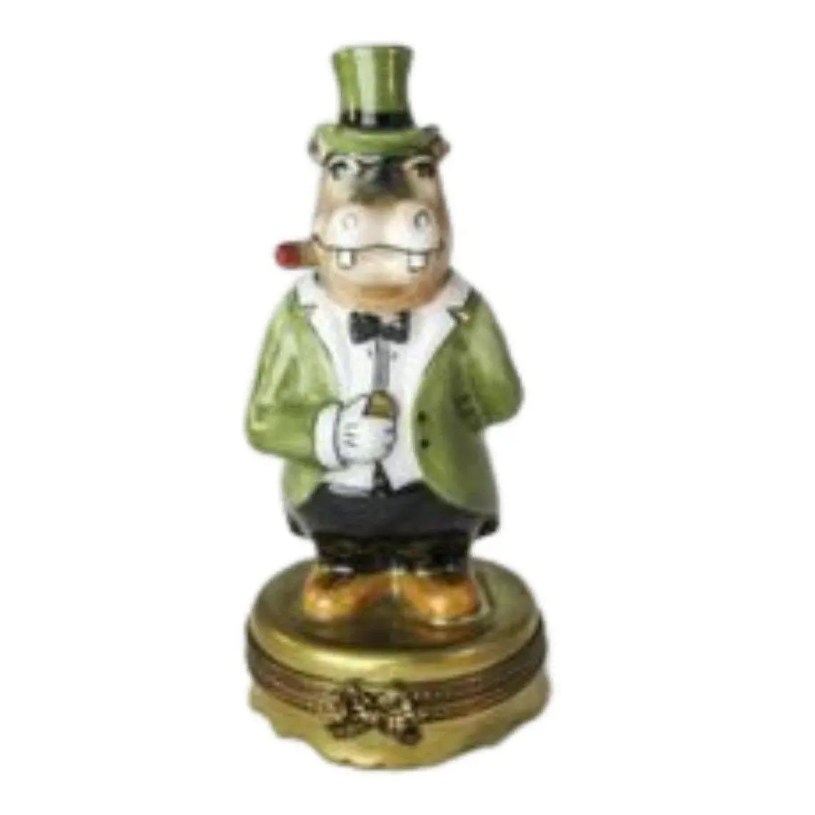 Hippopatumus Banker Porcelain Limoges wild professional limoges boxes French Trinket Box