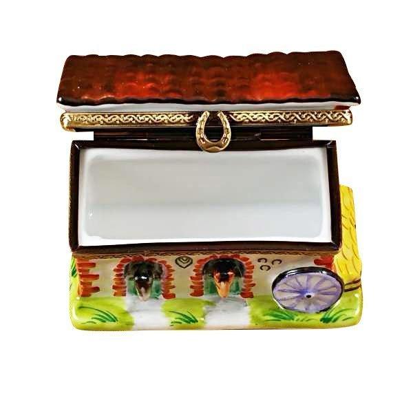 Horse Barn Porcelain Limoges farm animal horse French Trinket Box