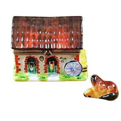 Horse Barn Porcelain Limoges farm animal horse French Trinket Box