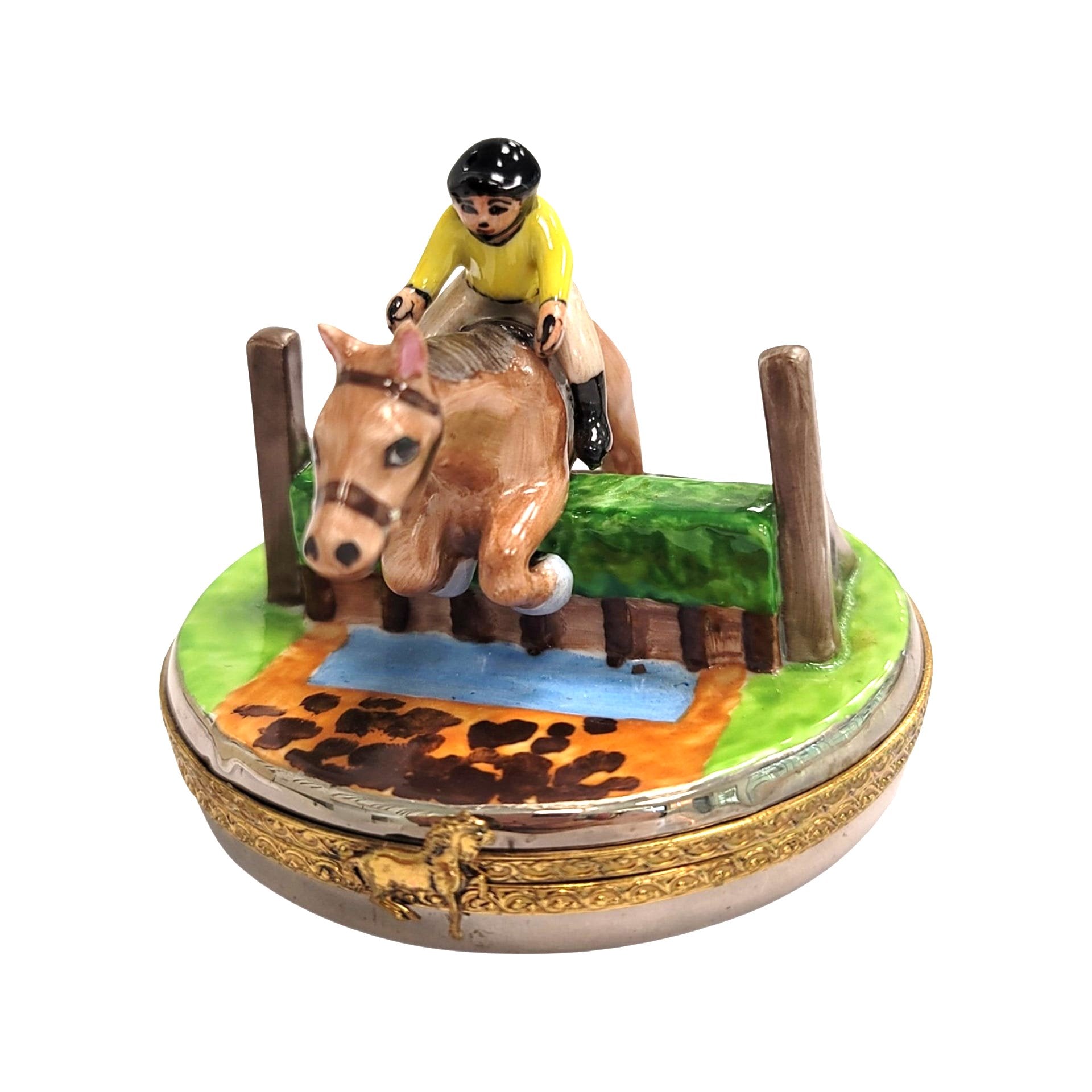 Horse Jumping Elegance Figurine Porcelain Limoges farm LIMOGES BOXES professional horse French Trinket Box