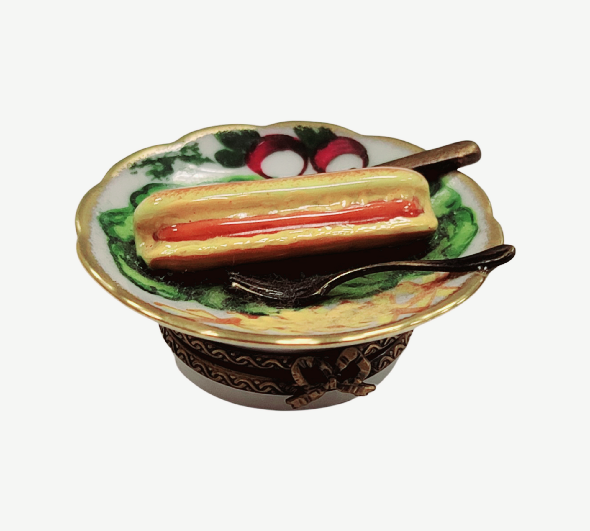 Hot Dog Fries Gourmet Delight Porcelain Limoges Food French Trinket Box
