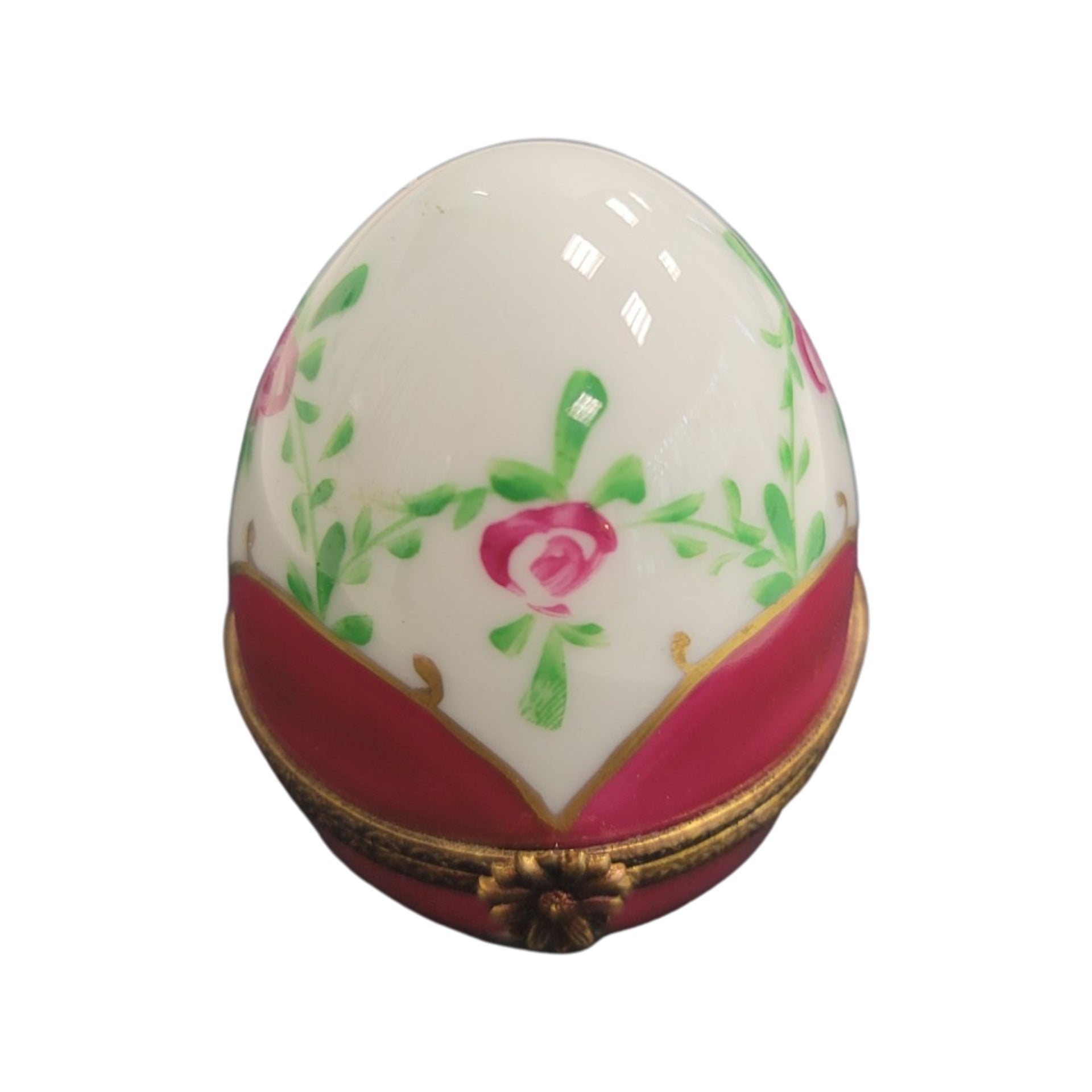 Hot Pink Decorative Egg Porcelain Limoges egg LIMOGES BOXES French Trinket Box